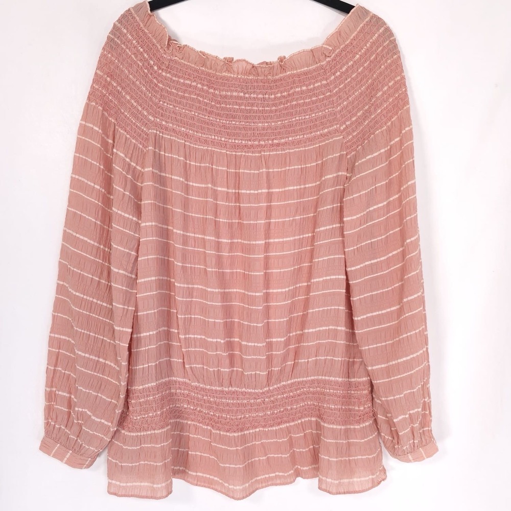 TORY BURCH Women's Top Size 6 SILK Blend Pink Chiffon LS Off Shoulder 13121197